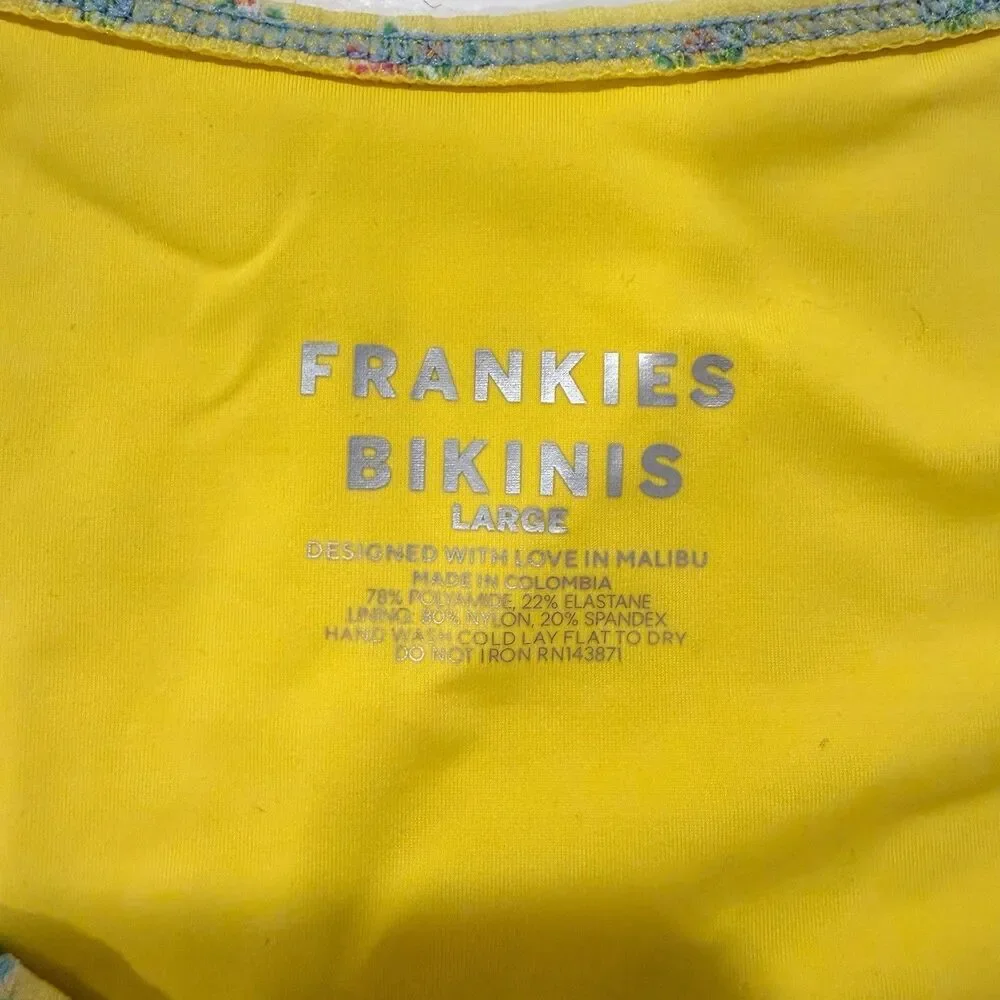 Frankie’s Bikinis pocket posies dove bottom Women’s Large Yellow Low Rise Swim